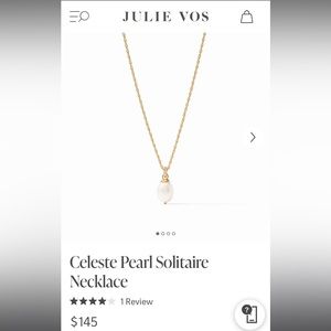 Julie Vos Celeste Solitaire Pearl Necklace, NWT